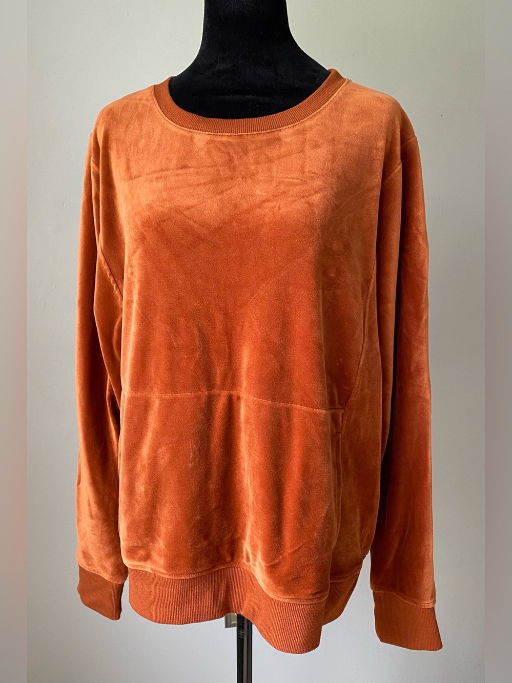 Jane & Delancey Copper Velvet Crew Neck Sweatshirt with Kangaroo Pocket